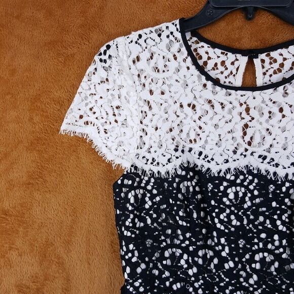 MILLY Womens Dress Size 2 Black Layered Sheath Lace Illusion GABRIELLE $495 - Picture 3 of 13